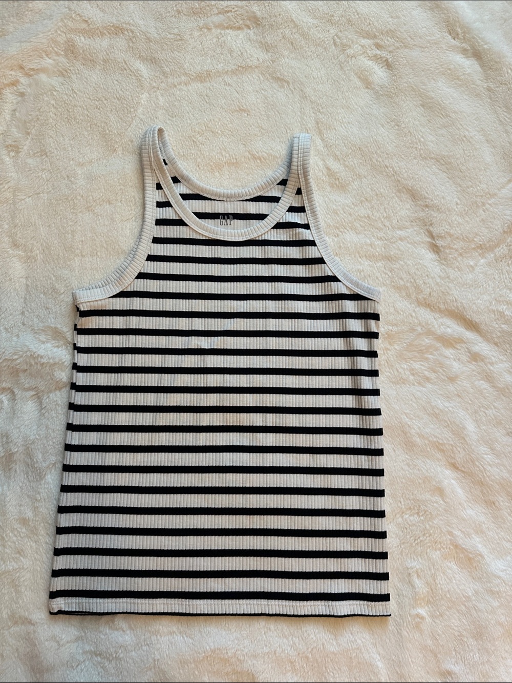 GAP White & Black Striped Ribbed Tank Top